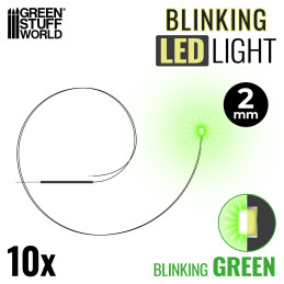BLINKING LEDs - GREEN - 2mm | LED Lights 2mm