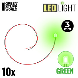 Luces LED VERDES - 3mm Luces LED 3mm Luces LED VERDES - 3mm Luces LED 3mm