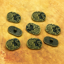8x Botones Ovalados Steampunk MOVIMIENTOS RELOJ - Bronce Botones