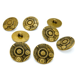 8x Steampunk Buttons GEARS MECHANISM - Antique Gold | Buttons