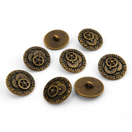 8x Knöpfe Steampunk-Stil 20mm SCHRAUBEN und ZAHNRÄDER - Antike Bronzefarben | Knöpfe