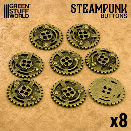 8x Steampunk Buttons SPROCKET GEARS - Antique Gold | Buttons