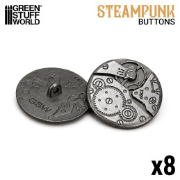 8x Steampunk Buttons WATCH MOVEMENTS - Silver | Buttons 8x Steampunk Buttons WATCH MOVEMENTS - Silver | Buttons