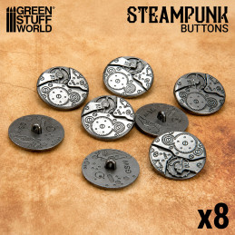 8x Botones Steampunk MOVIMIENTOS RELOJ - Plata Botones