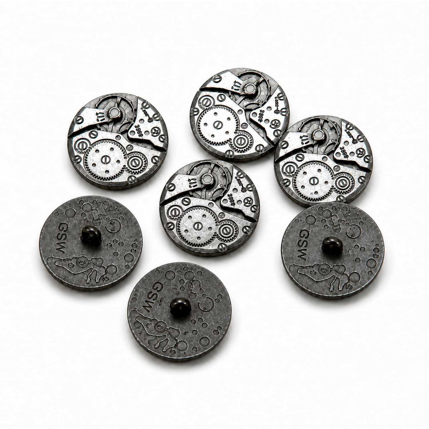 8x Steampunk Buttons WATCH MOVEMENTS - Silver | Buttons 8x Steampunk Buttons WATCH MOVEMENTS - Silver | Buttons