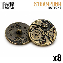 8x Botones Steampunk MOVIMIENTOS RELOJ - Bronce Botones