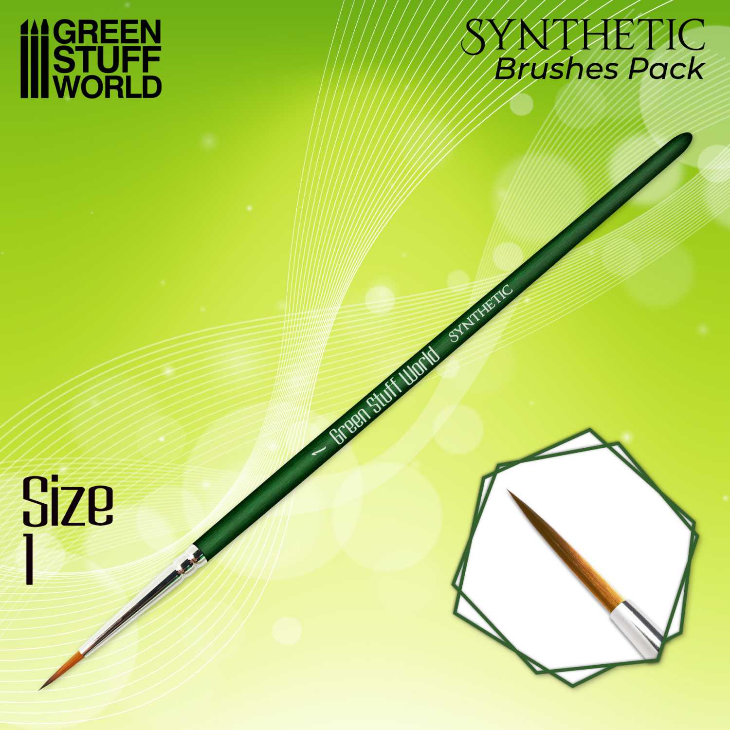 GREEN SERIES Synthetic Brush - Size 1 | Miniature Paint Brushes