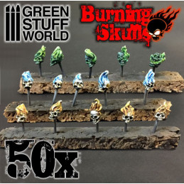 50x Resin Burning Skulls | Miniature Skulls
