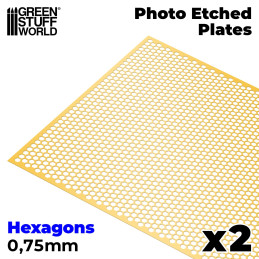 Plaques de Photogravées - Hexagones Moyens | Photodécoupe Grille Maille