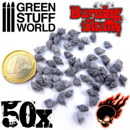 50x Resin Burning Skulls | Miniature Skulls