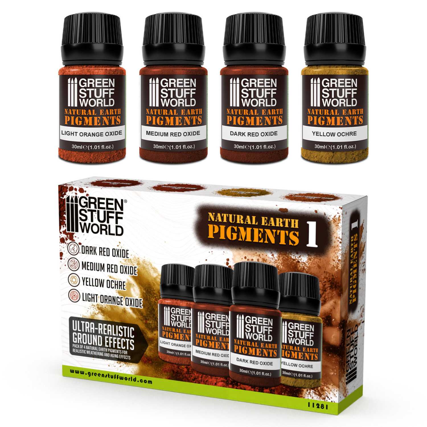 Set di pigmenti naturali della terra 30 ml - Numero 1 (Pack x4)
