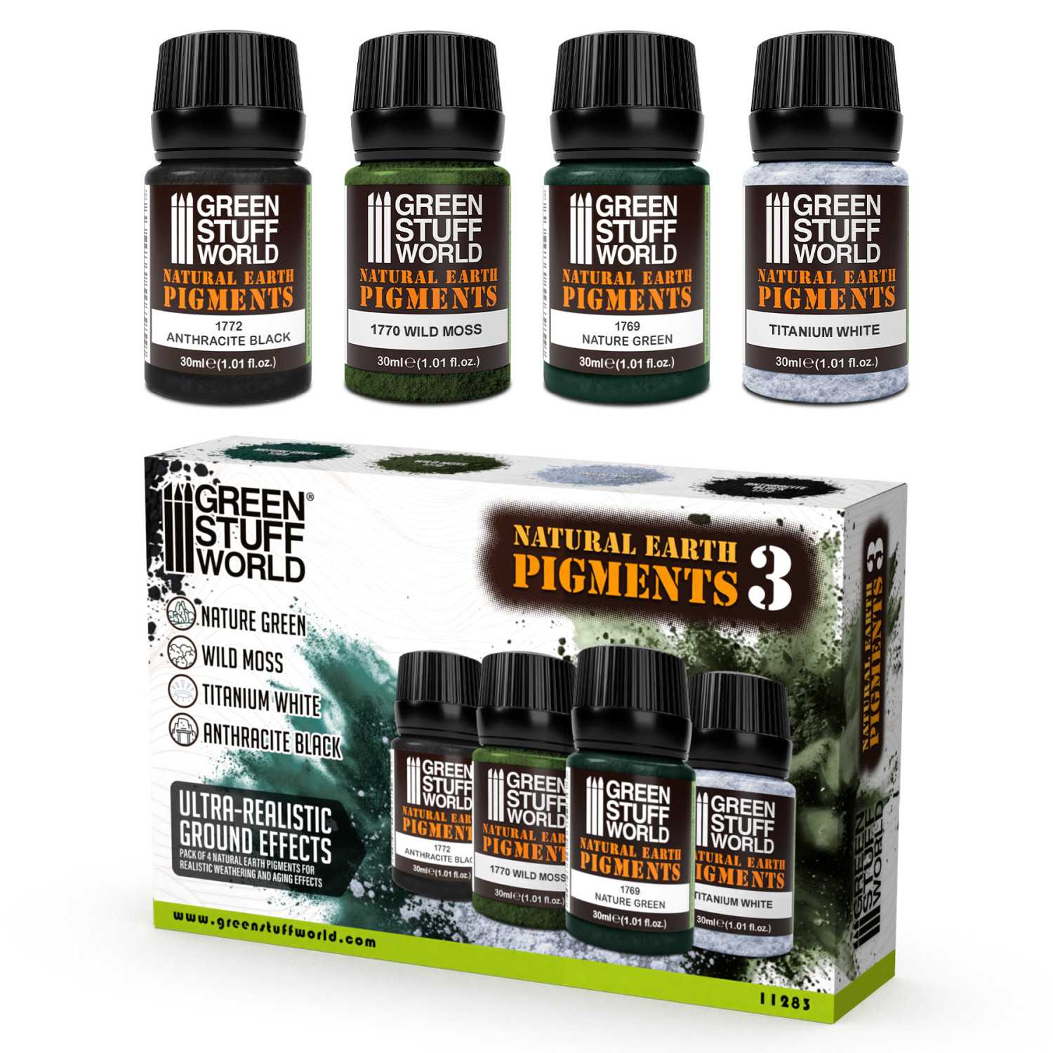 Set di pigmenti naturali della terra 30 ml - Numero 3 (Pack x4)