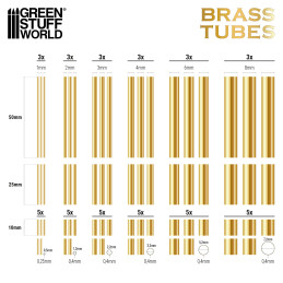 Assortiment de tubes en laiton | Laiton Assortiment de tubes en laiton | Laiton