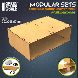 Module de rangement empilable et magnétisé - vide | Rangement en MDF pour modélisme, artisanat et loisirs créatifs Module de rangement empilable et magnétisé - vide | Rangement en MDF pour modélisme, artisanat et loisirs créatifs