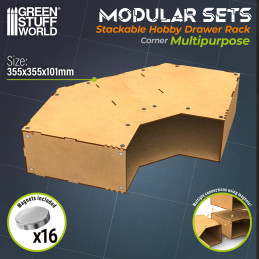 Module d’angle de rangement empilable vide | Rangement en MDF pour modélisme, artisanat et loisirs créatifs