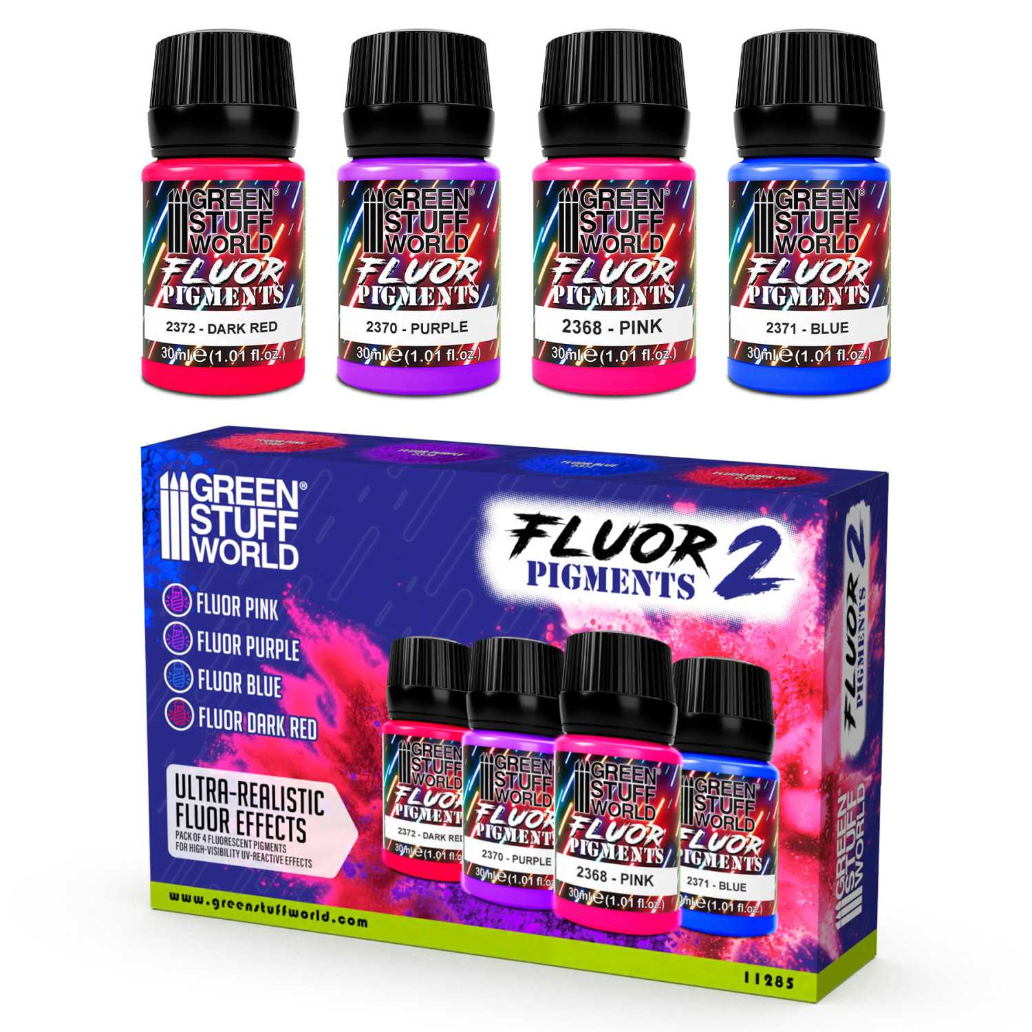 Set di pigmenti fluor 30 ml - Numero 2 (Pack x4) Set di pigmenti fluor 30 ml - Numero 2 (Pack x4)