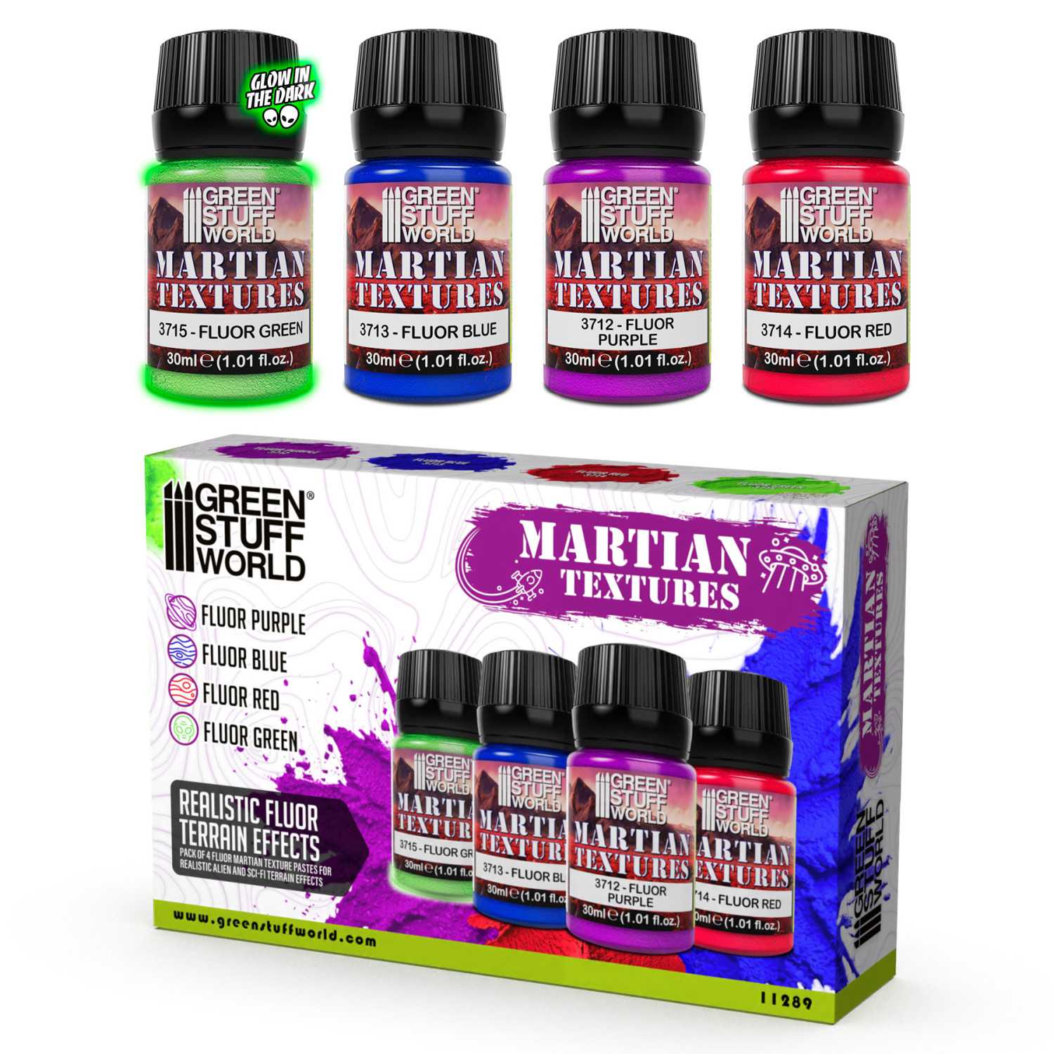 Fluor Martian Texture Paint Set 30ml (Pack x4) Fluor Martian Texture Paint Set 30ml (Pack x4)