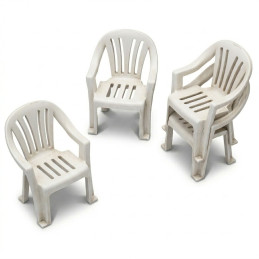 Chaises en plastique et chaises de plage pour dioramas, maquettes et jeux de société en résine 3D