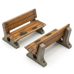 Park benches | Wooden benches printed in 3D for miniatures and Wargames