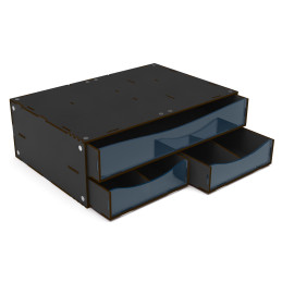 Modulo cassettiera impilabile con 3 cassetti orizzontali e divisori - Nero