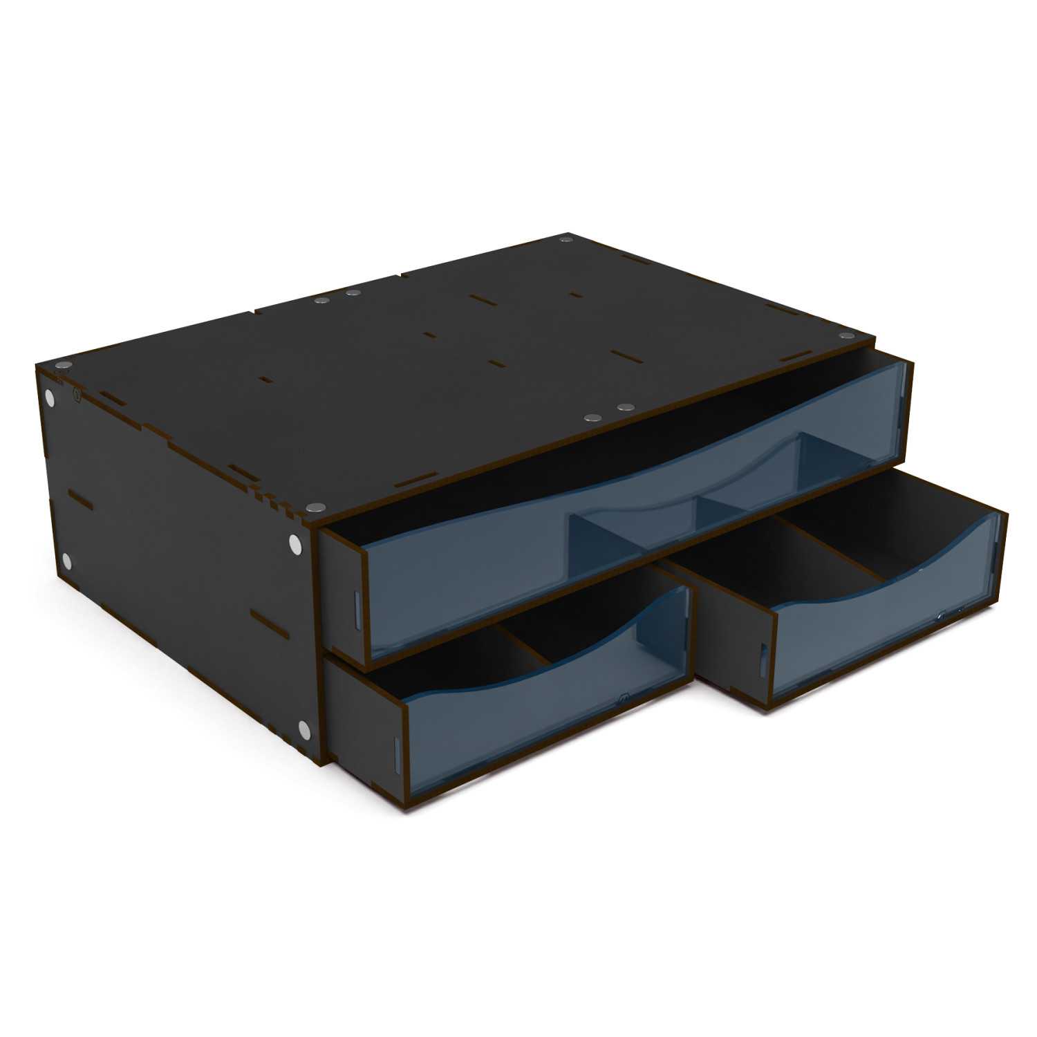 Modulo cassettiera impilabile con 3 cassetti orizzontali e divisori - Nero Modulo cassettiera impilabile con 3 cassetti orizzontali e divisori - Nero