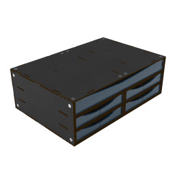 Módulo cajonera apilable con 5 cajones horizontales con divisores - Negro