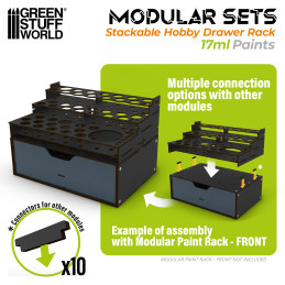 Módulo organizador de pinturas 17ml apilable y magnetizado - Negro
