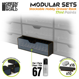 Módulo organizador de pinturas 17ml apilable y magnetizado - Negro