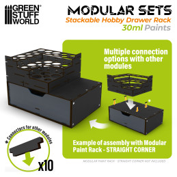 Modulares Farbregalsystem für 30-ml-Farben - stapelbar und magnetisch - Schwarz Modulares Farbregalsystem für 30-ml-Farben - stapelbar und magnetisch - Schwarz