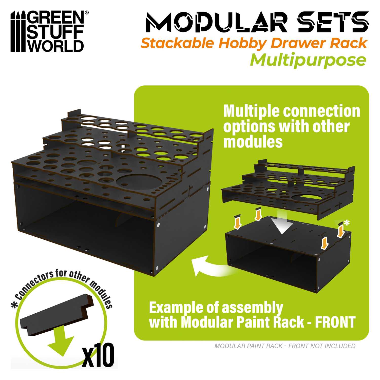 Stackable Modules Organization Stackable hollow storage module with magnets - Black - GSW