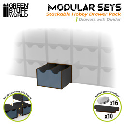 Half Stackable hobby drawer rack with 2 vertical drawers and magnets - Black Half Stackable hobby drawer rack with 2 vertical drawers and magnets - Black