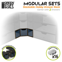 Módulo esquina apilable con 3 cajones - Negro Módulo esquina apilable con 3 cajones - Negro