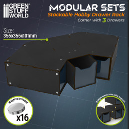 Stapelbares Hobby-Eckmodul mit 3 Schubladen - Schwarz Stapelbares Hobby-Eckmodul mit 3 Schubladen - Schwarz