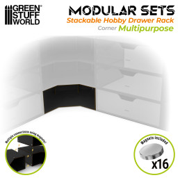 Magnetisiertes stapelbares Hobby-Eckmodul - leer - Schwarz Magnetisiertes stapelbares Hobby-Eckmodul - leer - Schwarz