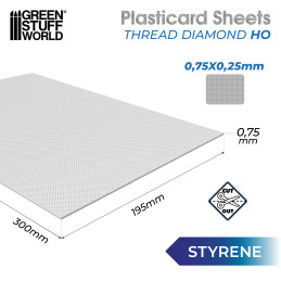 Plancha Plasticard DIAMANTE HO 0,75 mm - tamaño A4 Planchas Texturizadas