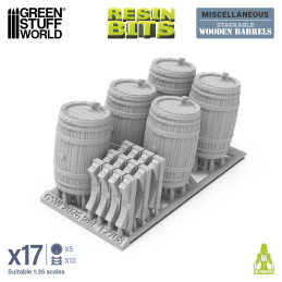 Stackable Wooden Barrels 1:35 Stackable Wooden Barrels 1:35