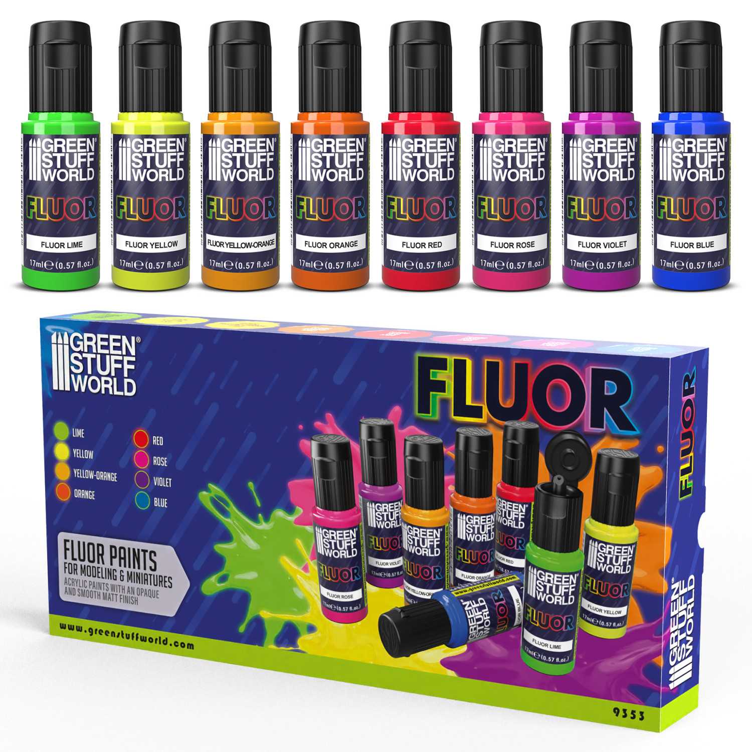 Set 8x Pinturas Fluor Pinturas Fluorescentes Set 8x Pinturas Fluor Pinturas Fluorescentes