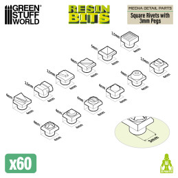 Kit Conversion Mecha - Remaches Cuadrados con enganches 3 mm Kit Conversion Mecha - Remaches Cuadrados con enganches 3 mm