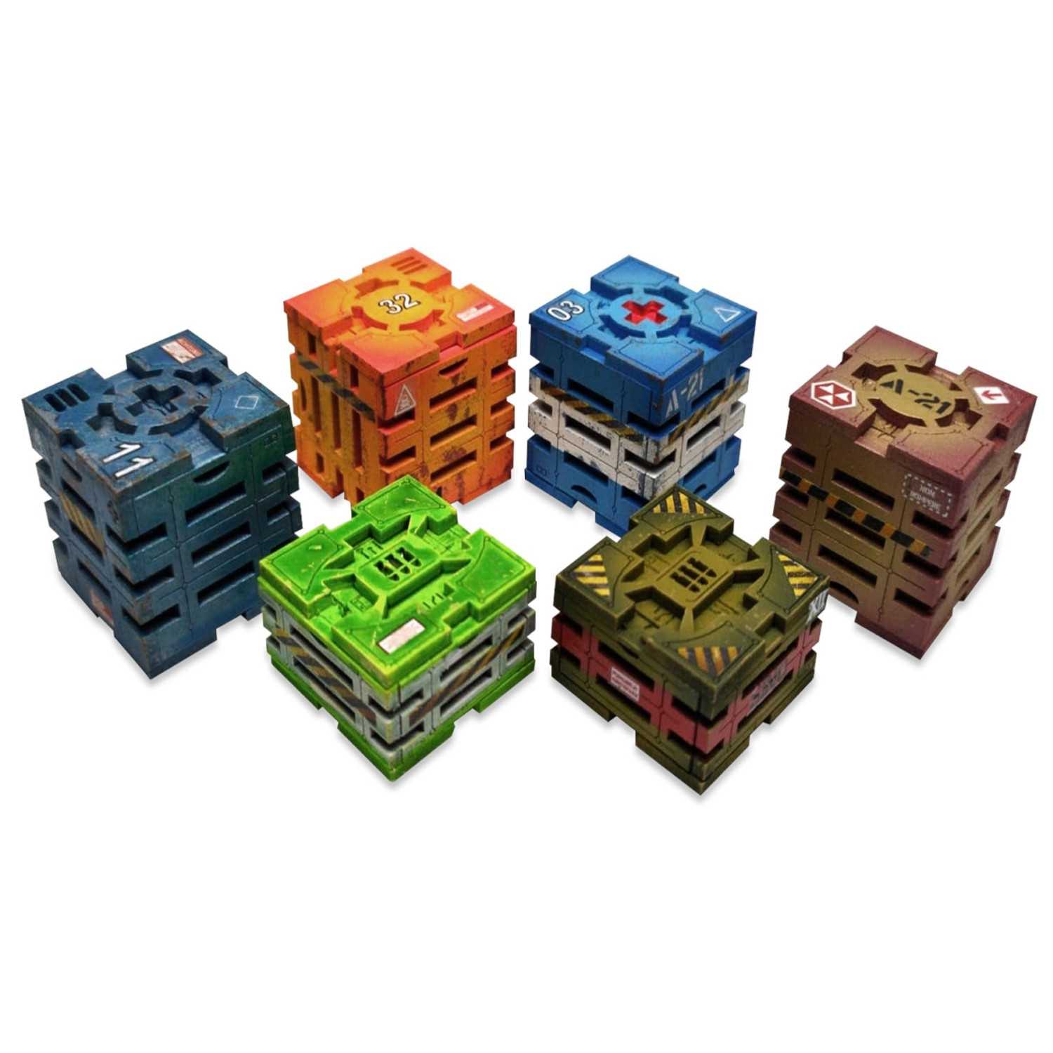 Futuristic boxes or Sci-Fi Crates for wargames and scenery. Futuristic boxes or Sci-Fi Crates for wargames and scenery.