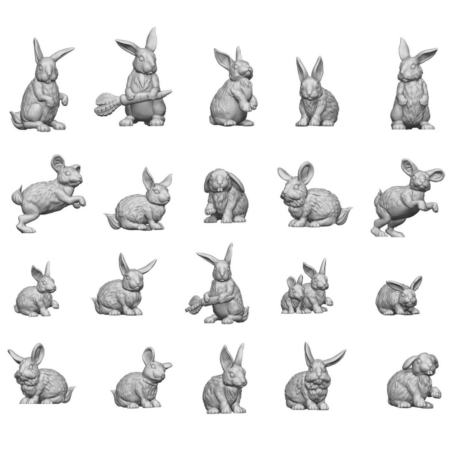 Set imprimé en 3D - Lapins | Articles en résine Set imprimé en 3D - Lapins | Articles en résine