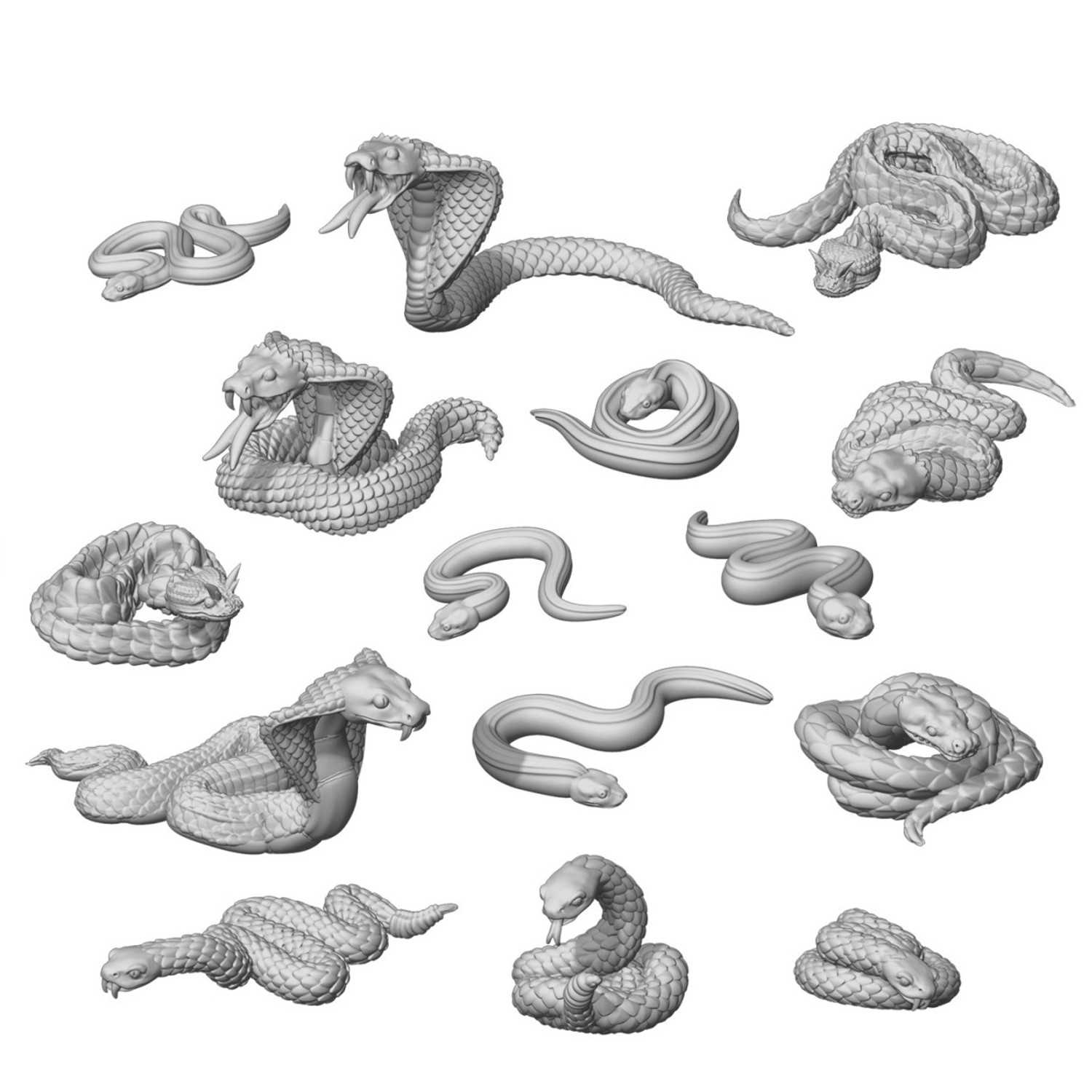 Set impreso en 3D - Serpientes Animales Set impreso en 3D - Serpientes Animales