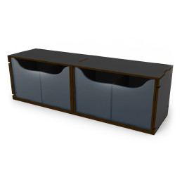 Présentoir horizontal noir compact avec 2 tiroirs doubles