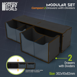Kompakter horizontaler Organizer mit 2 Doppelschubladen - Schwarz Kompakter horizontaler Organizer mit 2 Doppelschubladen - Schwarz