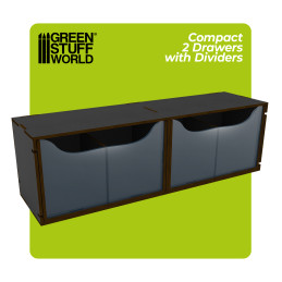 Présentoir horizontal noir compact avec 2 tiroirs doubles Présentoir horizontal noir compact avec 2 tiroirs doubles