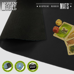 Tapis de jeu de société en néoprène 120x120cm Noir (4x4') Tapis de jeu de société en néoprène 120x120cm Noir (4x4')