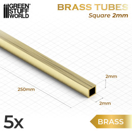 Tubos Cuadrados de Latón 2mm Latón Tubos Cuadrados de Latón 2mm Latón