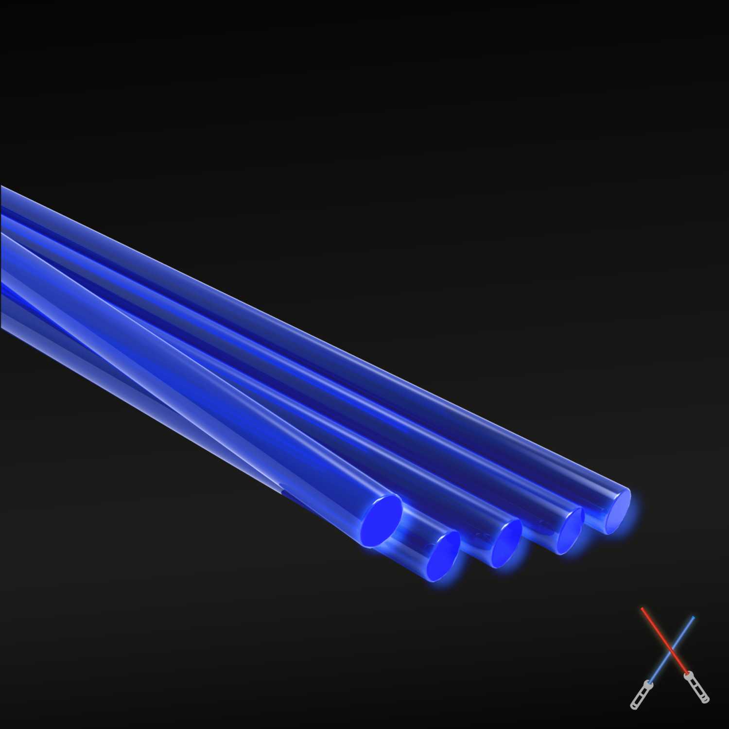 Barras Acrilicas - Redondas 2,4 mm Fluor AZUL Perfiles Fluorescentes