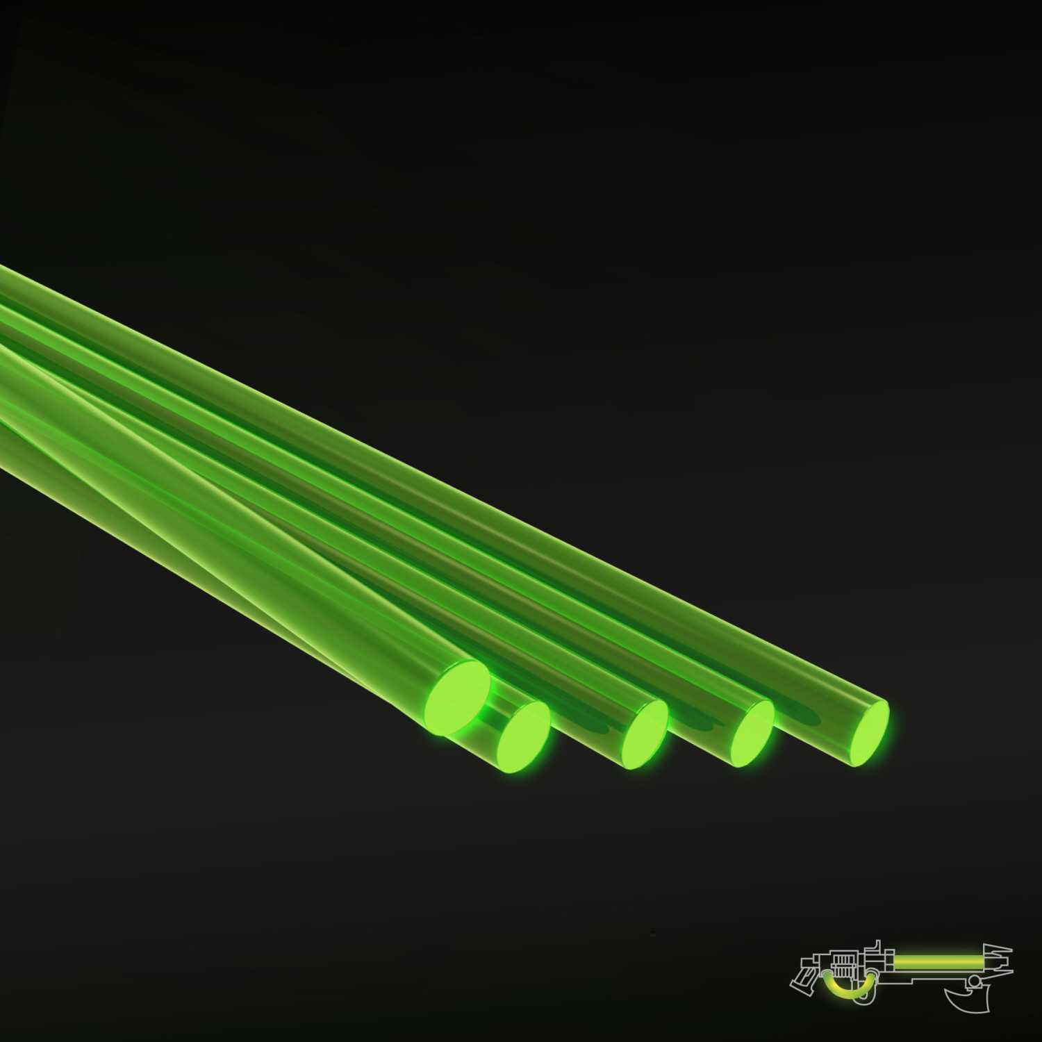 Acrylic Rods - Round 1.6 mm Fluor GREEN | Fluorescent profiles Acrylic Rods - Round 1.6 mm Fluor GREEN | Fluorescent profiles