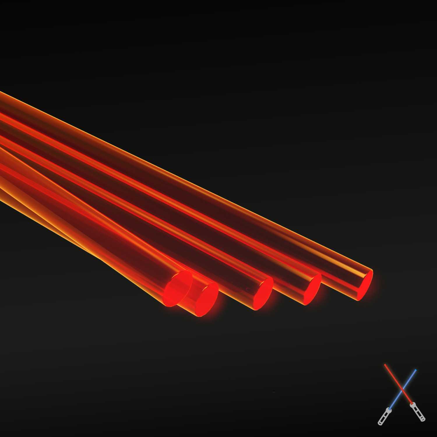 Tiges Acryliques ROND 1,6 mm Fluor ROUGE-ORANGE | Profilé fluorescents Tiges Acryliques ROND 1,6 mm Fluor ROUGE-ORANGE | Profilé fluorescents