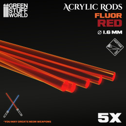 Barre Acriliche - Tonde 1,6 mm Fluor ROSSO-ARANCIONE | Profilati Fluorescenti Barre Acriliche - Tonde 1,6 mm Fluor ROSSO-ARANCIONE | Profilati Fluorescenti